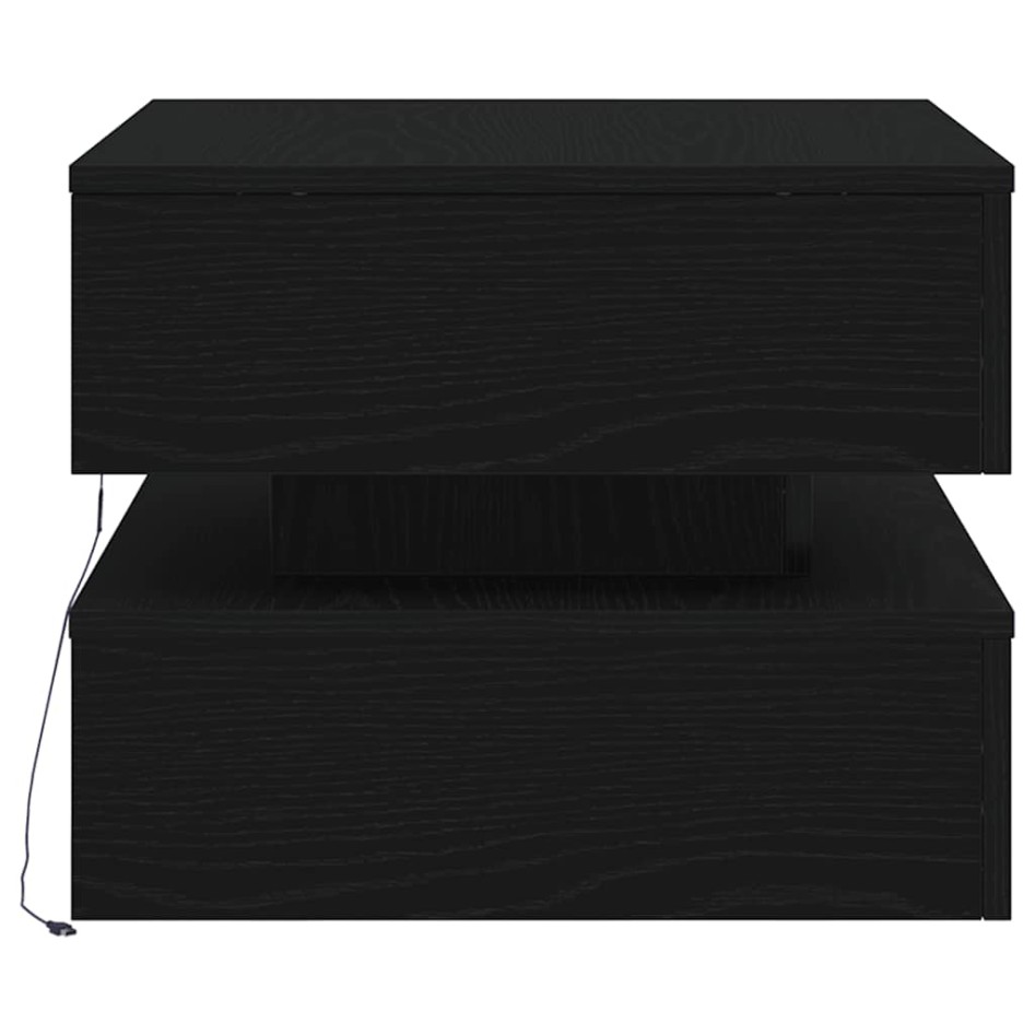 Mesa de centro con luces LED roble negro 50x50x40