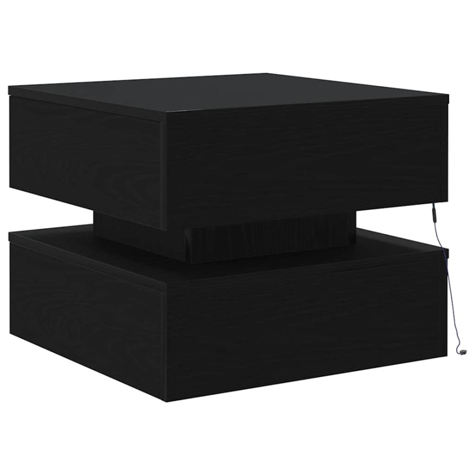 Mesa de centro con luces LED roble negro 50x50x40