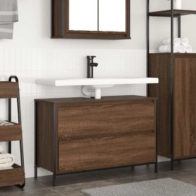 Mueble de baño con lavabo y cajones roble marrón 90x34,5x60