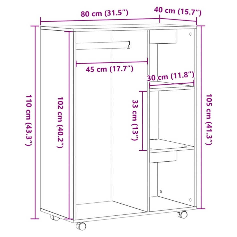 Armario de madera de roble negro 80x40x110