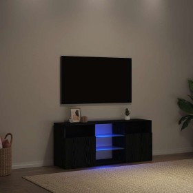 Mueble de TV con luces LED roble negro 120x30x50