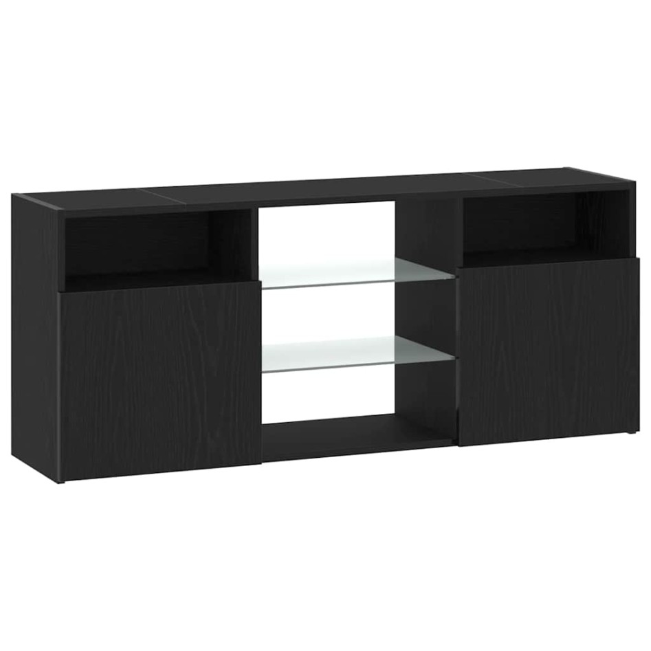 Mueble de TV con luces LED roble negro 120x30x50