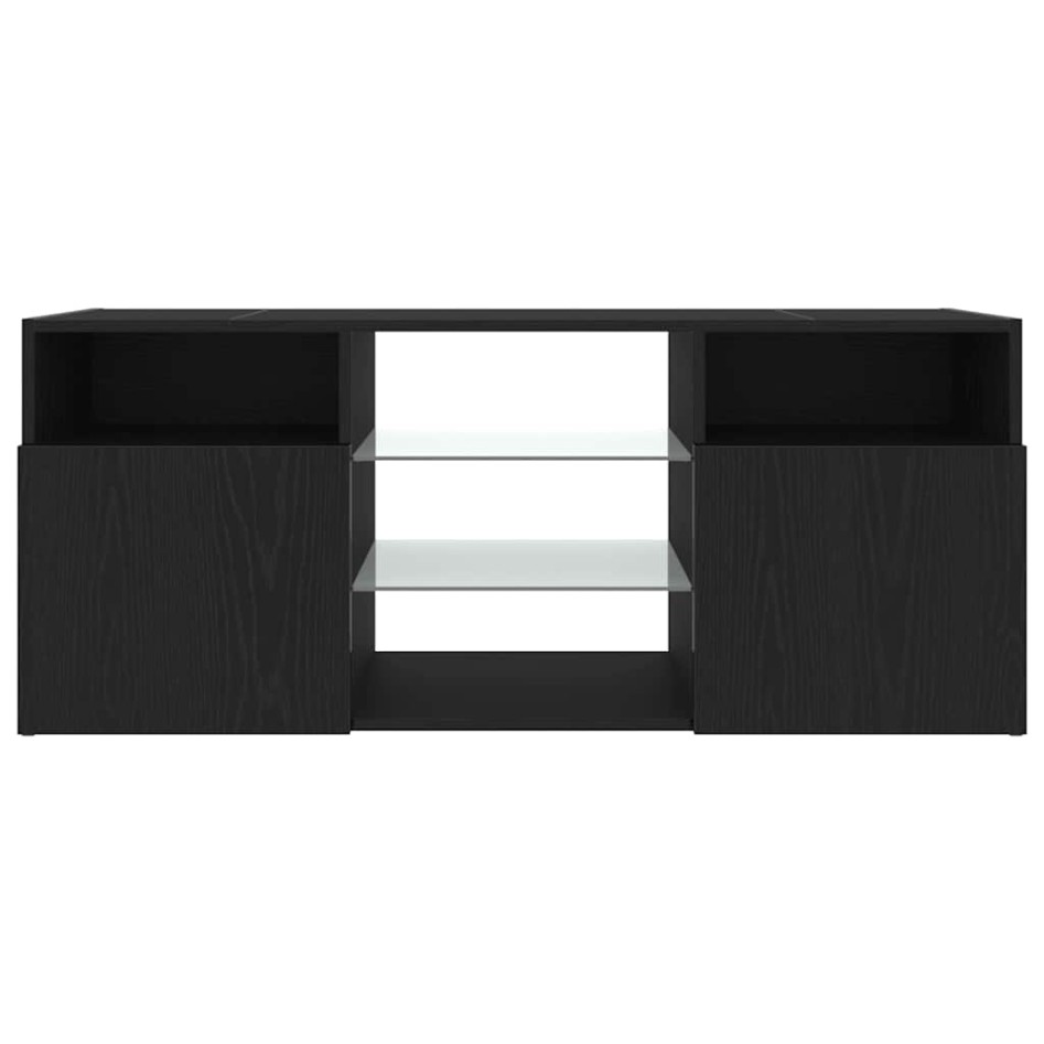 Mueble de TV con luces LED roble negro 120x30x50