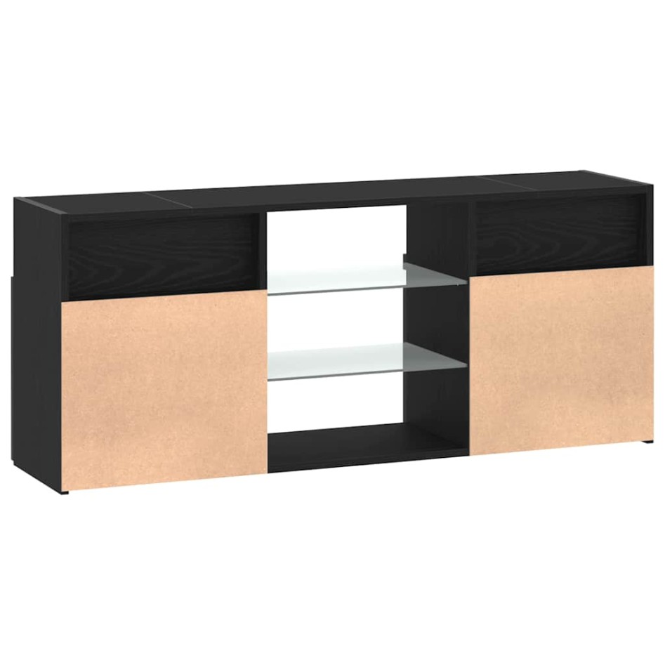 Mueble de TV con luces LED roble negro 120x30x50