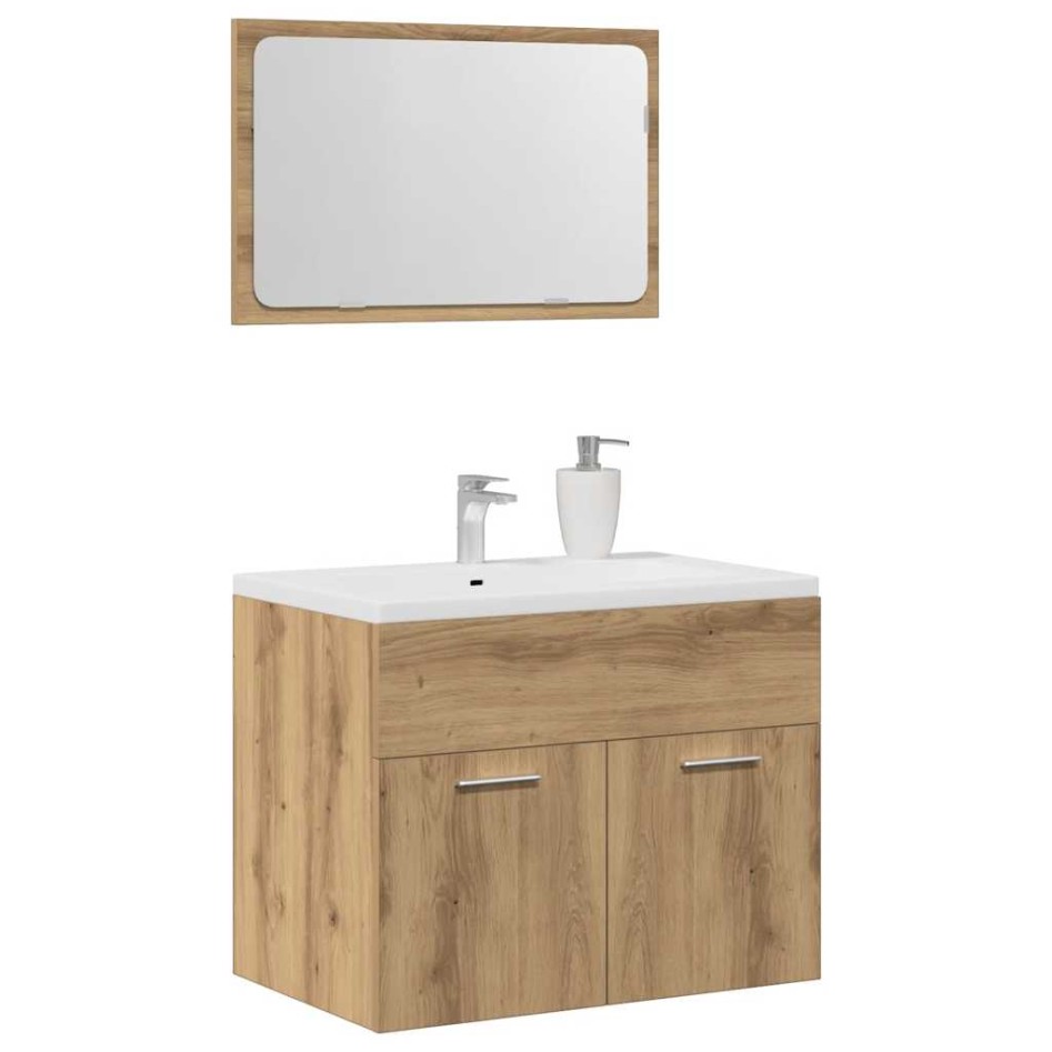 Juego de muebles baño 2 piezas madera ingeniería roble
