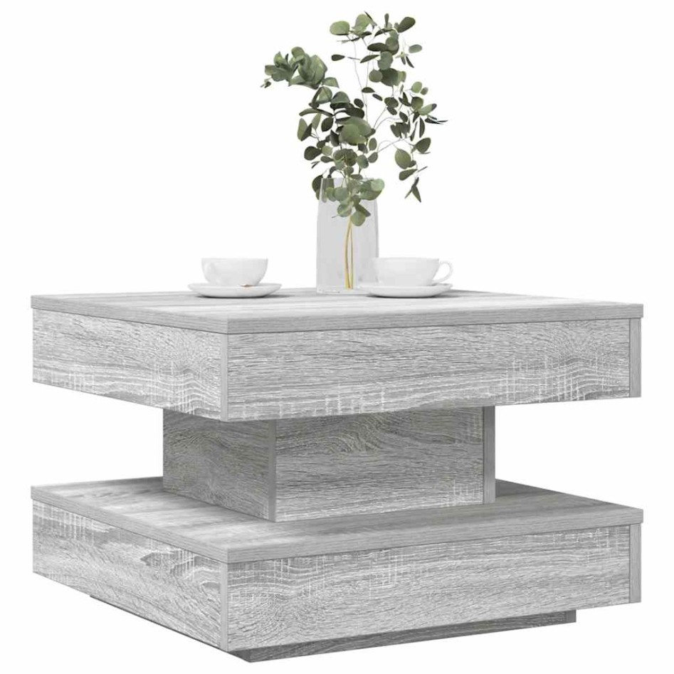 Mesa de centro giratoria 360 grados gris Sonoma 50x50x34,5