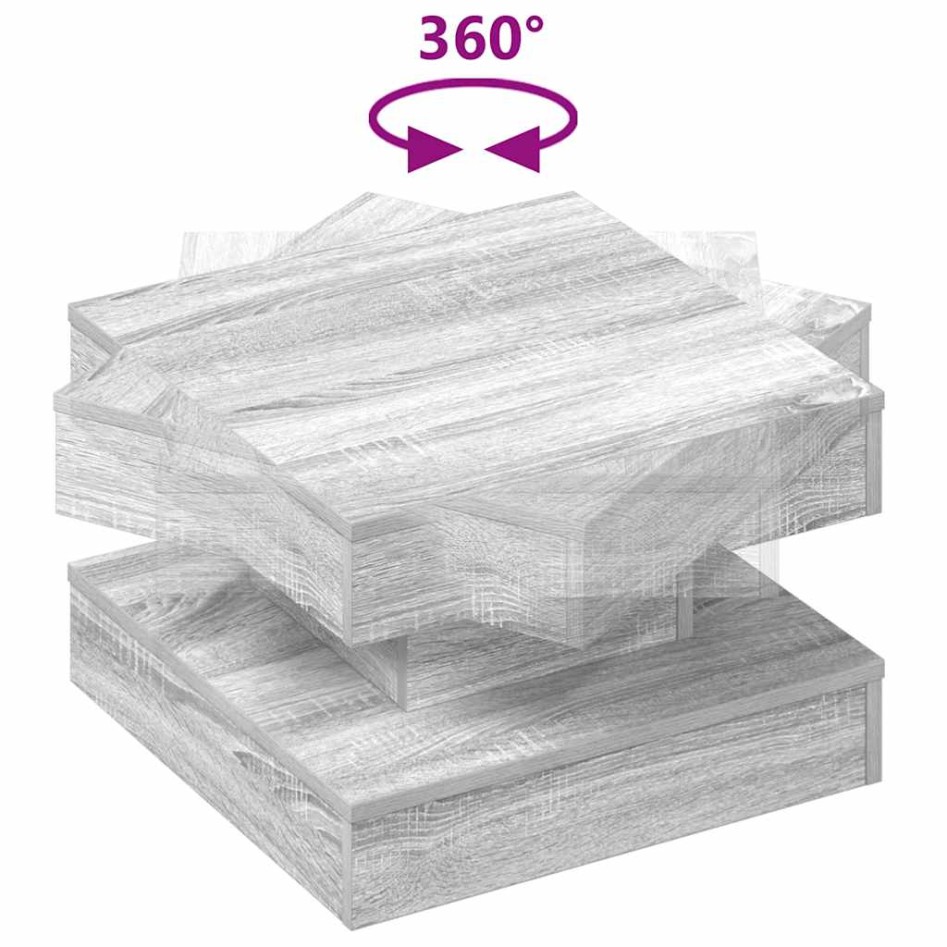 Mesa de centro giratoria 360 grados gris Sonoma 50x50x34,5