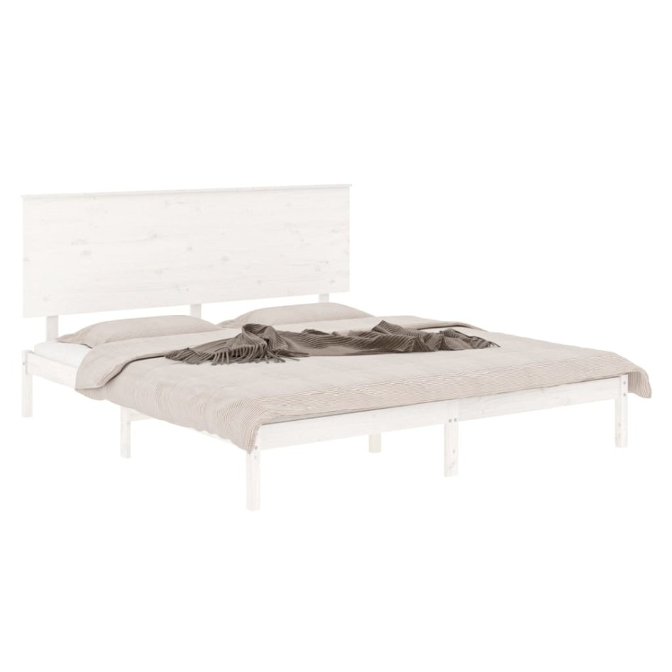 Estructura de cama madera maciza de pino blanco 200x200