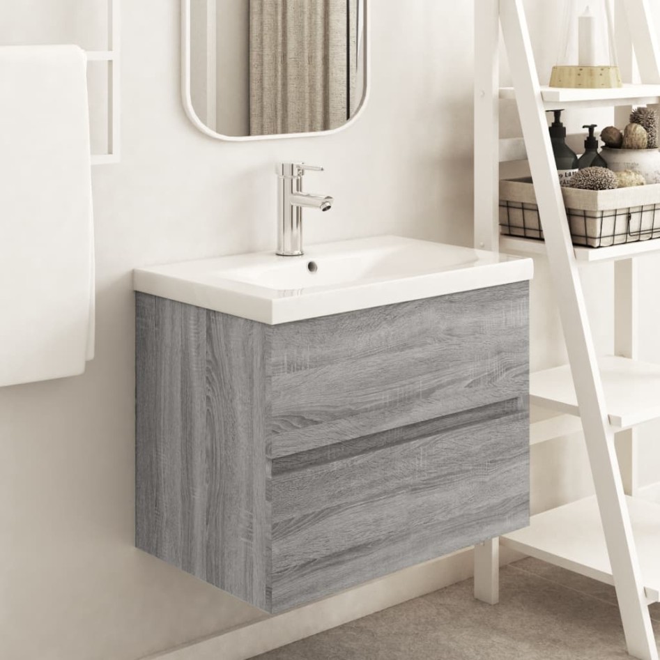 Mueble de lavabo madera de ingeniería gris Sonoma 60x38,5x45
