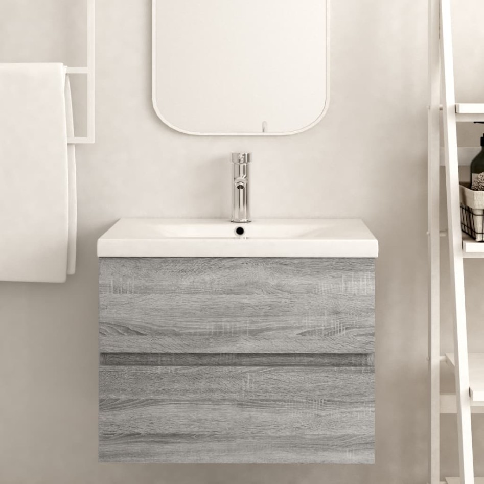 Mueble de lavabo madera de ingeniería gris Sonoma 60x38,5x45