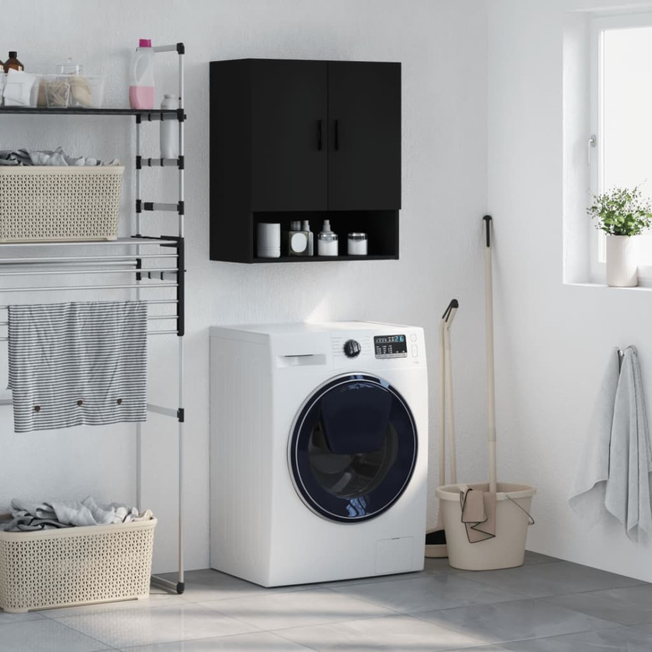 Armario de pared madera de ingeniería negro 60x31x70