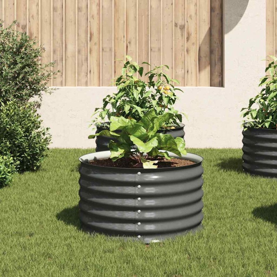 Arriate de acero galvanizado gris 80x80x44