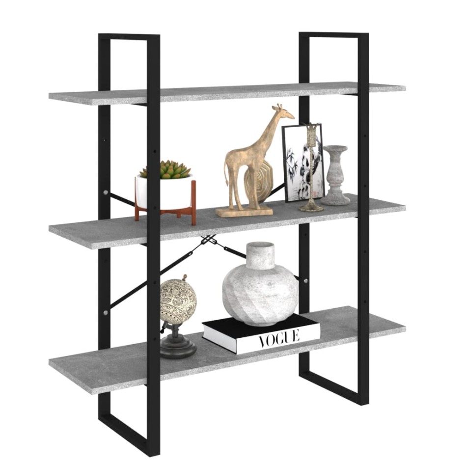 Estantería de madera contrachapada gris hormigón 100x30x105