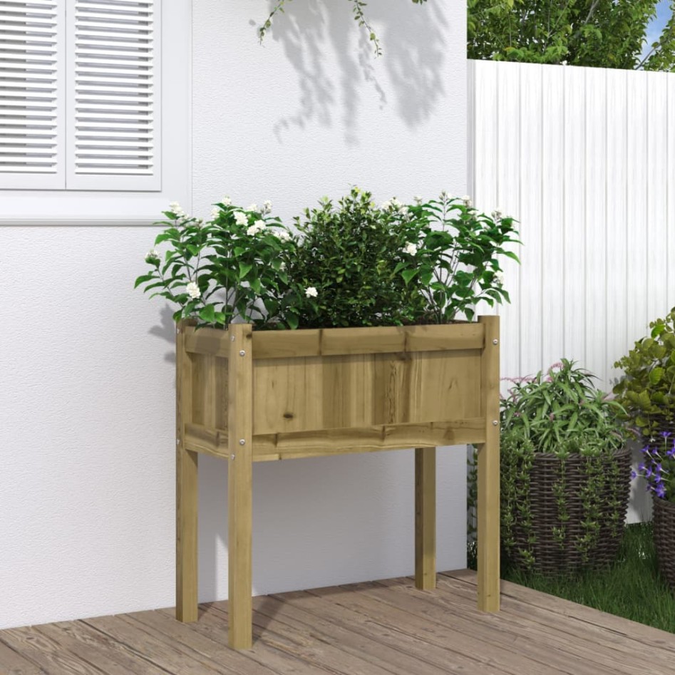 Jardinera con patas madera de pino impregnada 70x31x70