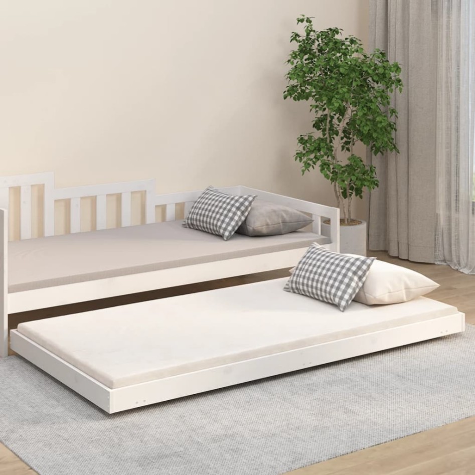 Estructura de cama sin colchón madera de pino blanca 90x200