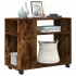 Mesa auxiliar con ruedas madera roble ahumado 70x35x60
