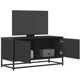 Mueble de TV madera de ingeniería y metal negro 80x34,5x40