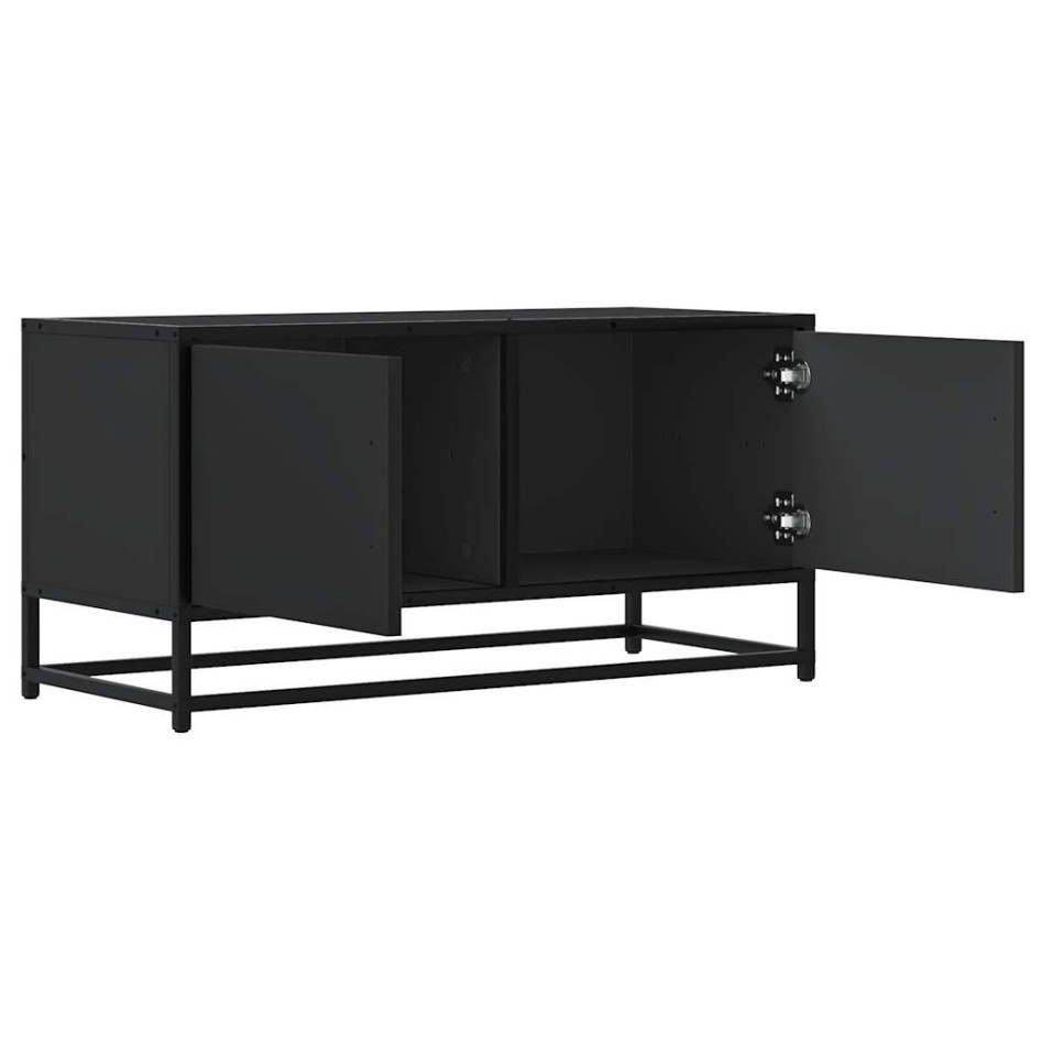 Mueble de TV madera de ingeniería y metal negro 80x34,5x40