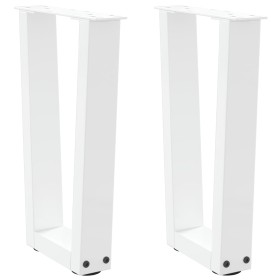 Patas para mesa de comedor en forma de V 2 uds blanco