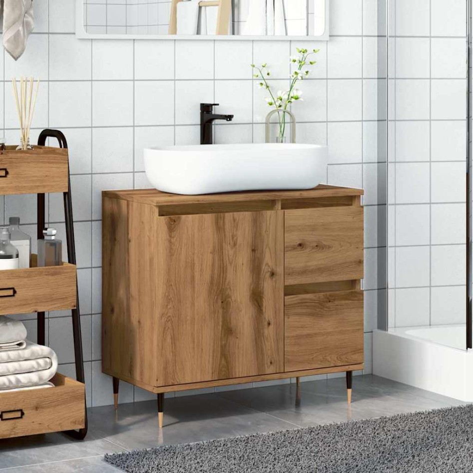 Armario de baño madera de ingeniería roble artisan 65x33x60