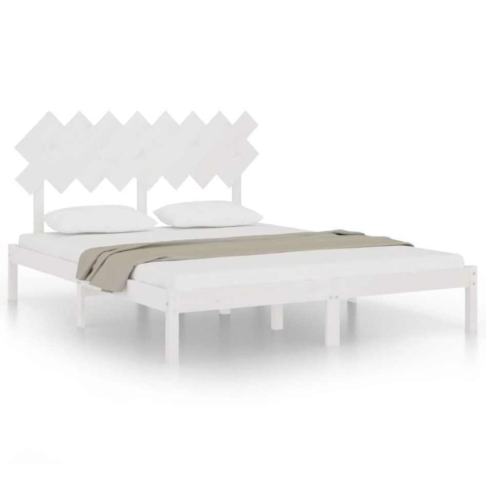 Estructura de cama de madera maciza de pino blanca 160x200