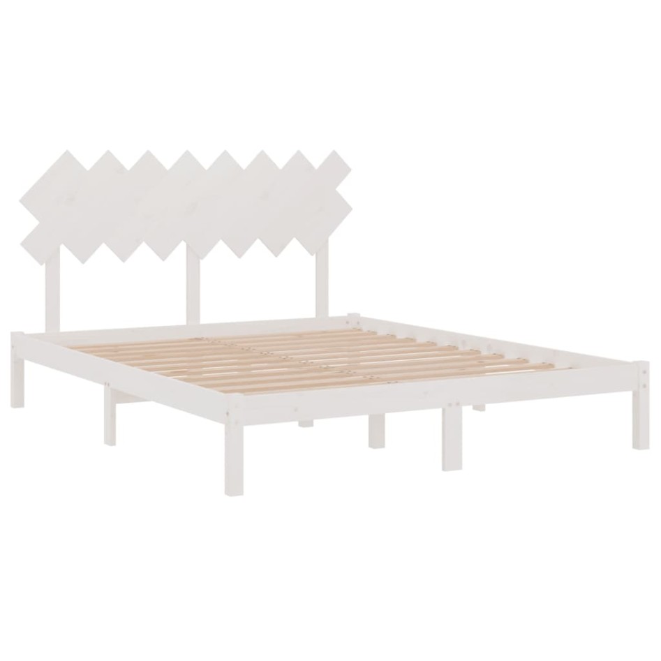 Estructura de cama de madera maciza de pino blanca 160x200