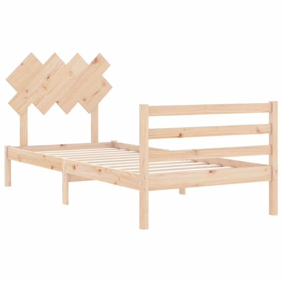 Estructura de cama con cabecero madera maciza 90x200