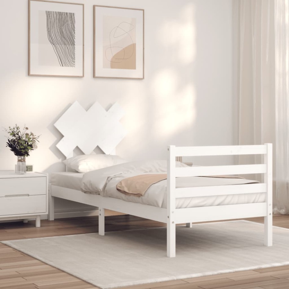 Estructura de cama con cabecero madera maciza