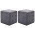 Puf 2 unidades piel de ante artificial gris 30x30x30