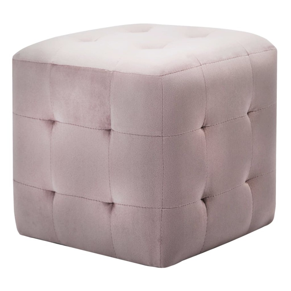 Puf 2 unidades terciopelo rosa 30x30x30