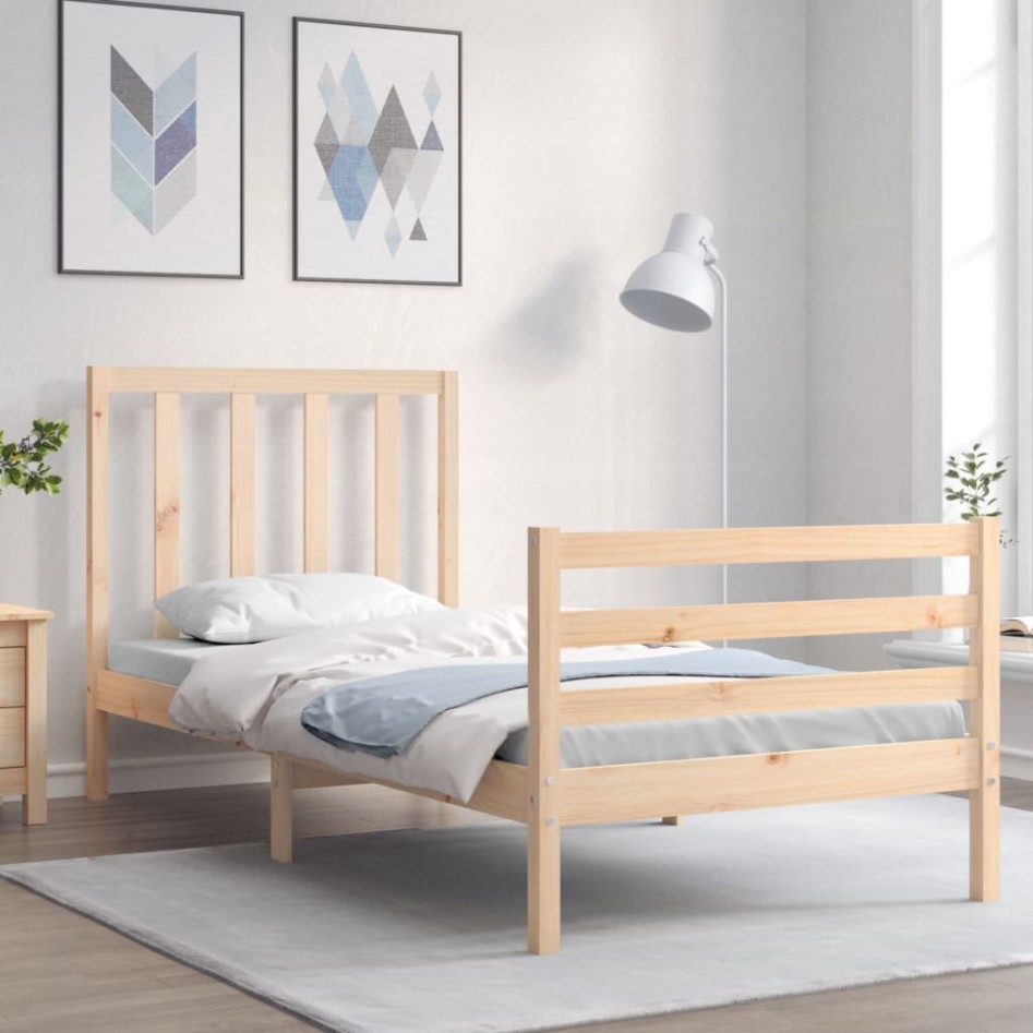 Estructura de cama sin colchón madera maciza de pino 90x200
