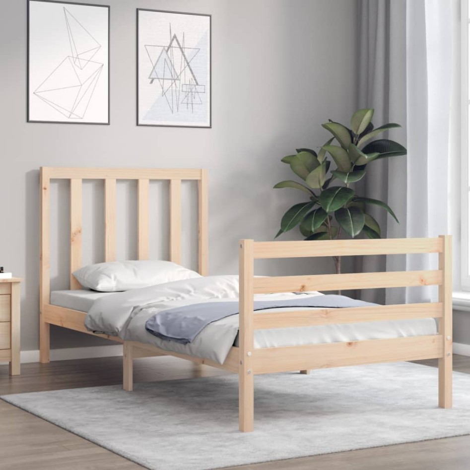 Estructura de cama sin colchón madera maciza de pino 90x200