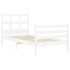 Estructura de cama con cabecero madera maciza blanco 90x200