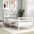 Estructura de cama con cabecero madera maciza blanco 90x200