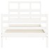 Estructura de cama con cabecero madera maciza blanco 90x200