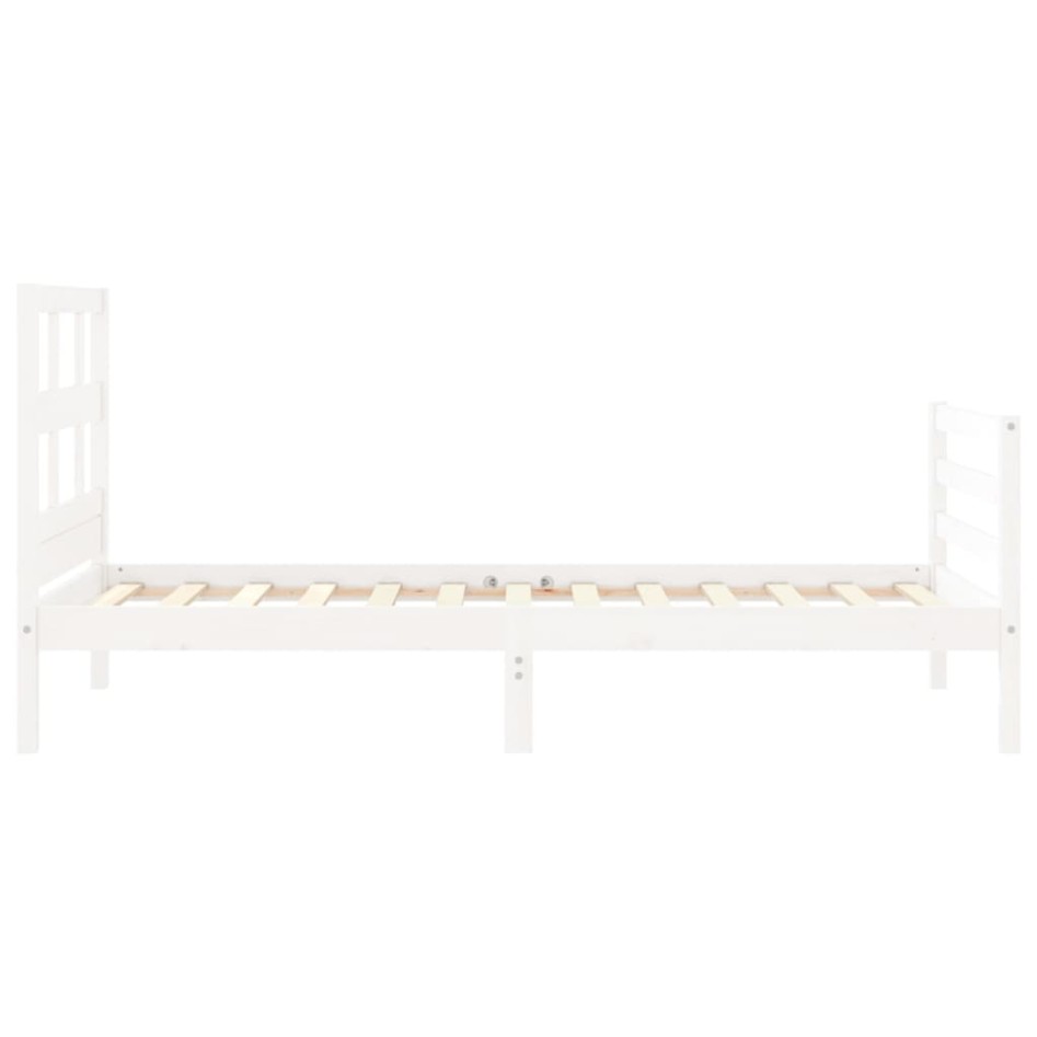 Estructura de cama con cabecero madera maciza blanco 90x200