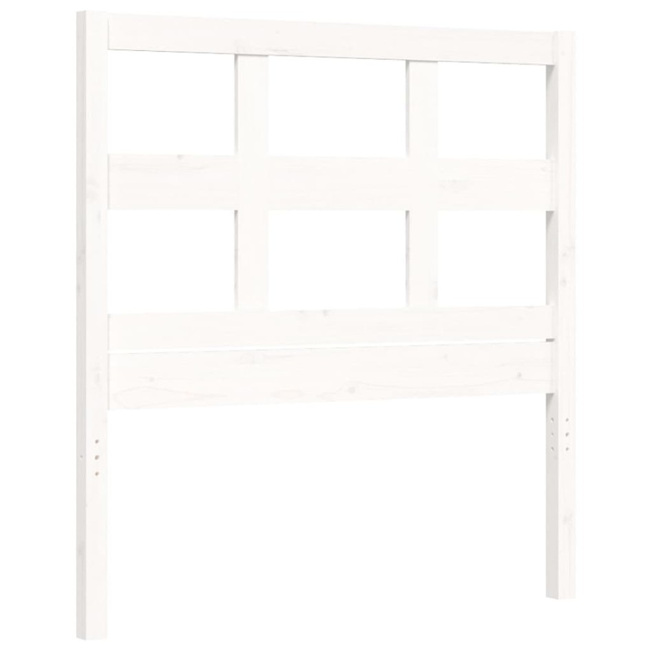 Estructura de cama con cabecero madera maciza blanco 90x200