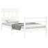 Estructura de cama con cabecero madera maciza blanco 90x200
