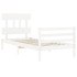 Estructura de cama con cabecero madera maciza blanco 90x200