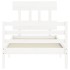 Estructura de cama con cabecero madera maciza blanco 90x200