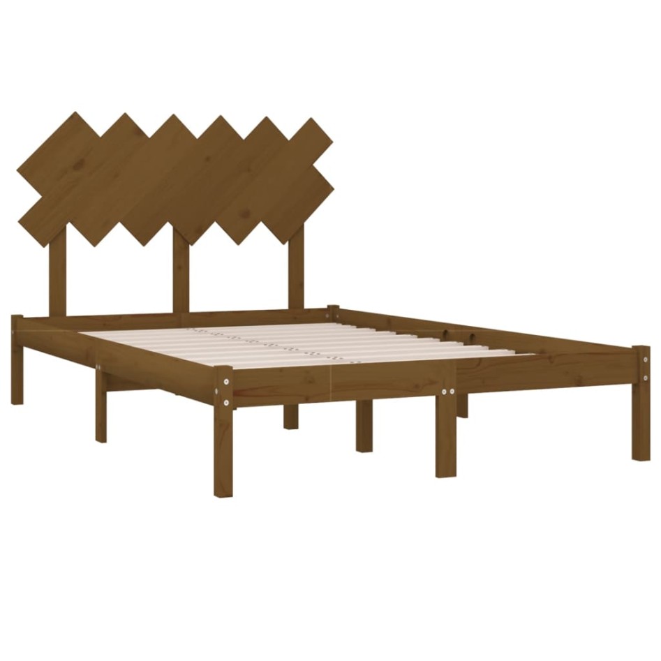 Estructura de cama de madera maciza marrón miel 120x200
