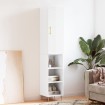 Aparador alto madera contrachapada blanco brillo 34,5x34x180 cm