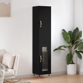 Aparador de madera contrachapada negro 34,5x34x180