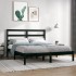 Estructura de cama de madera maciza de pino negra 140x200