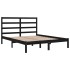 Estructura de cama de madera maciza de pino negra 140x200