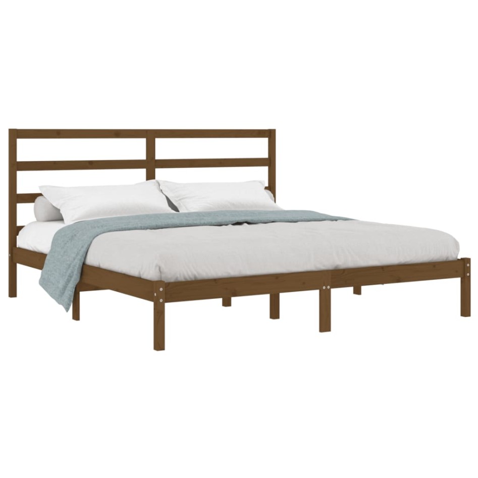 Estructura de cama madera maciza de pino marrón miel 200x200