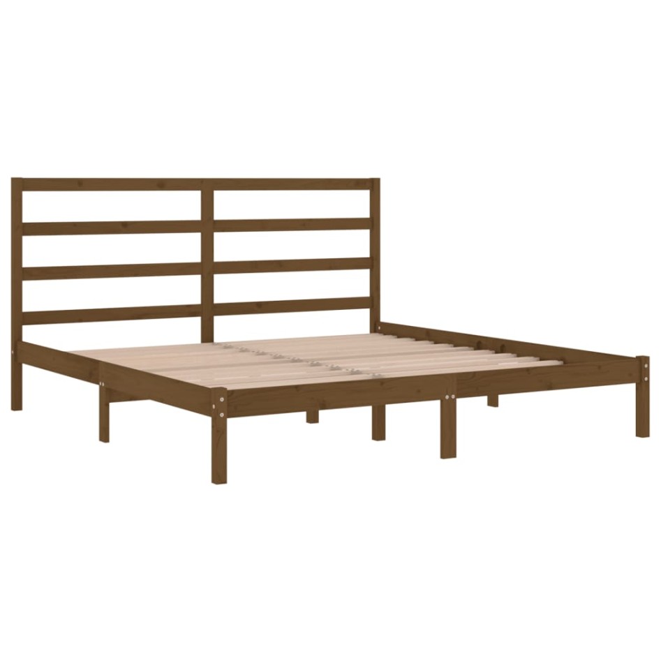 Estructura de cama madera maciza de pino marrón miel 200x200