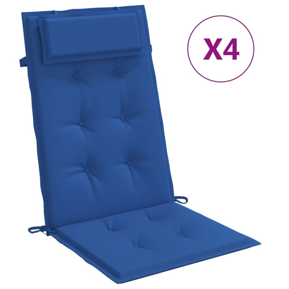 Cojines de silla con respaldo alto 4 uds tela Oxford azul