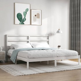 Estructura de cama madera maciza de pino blanco 200x200
