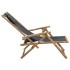 Silla de relax reclinable de bambú y tela gris